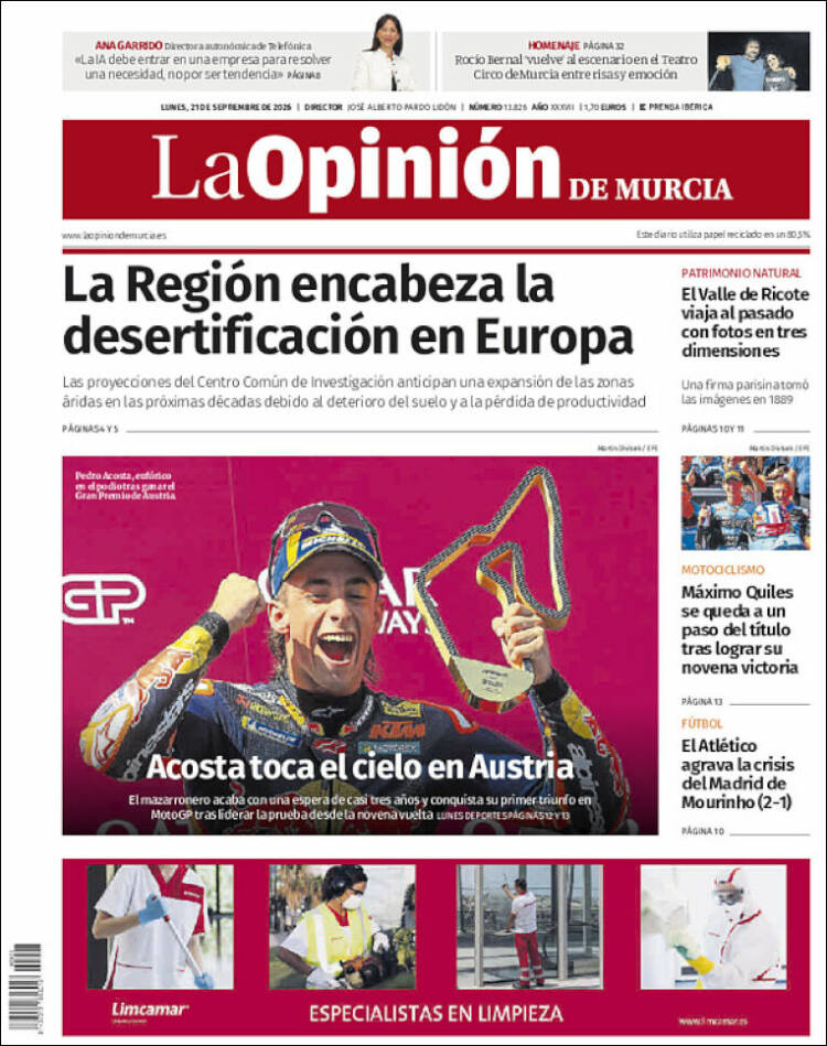 Portada de La Opinión de Murcia (Espa&ntilde;a)