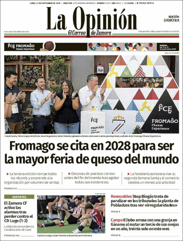 Portada de La Opinión - El Correo de Zamora (Espa&ntilde;a)