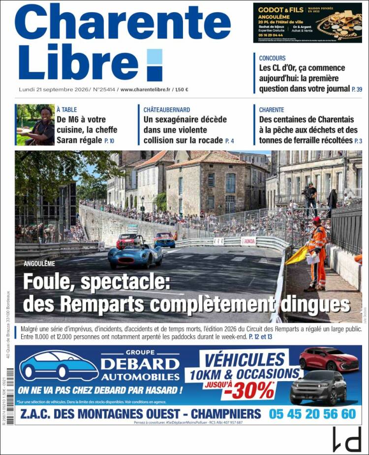 Portada de Charente Libre (Francia)