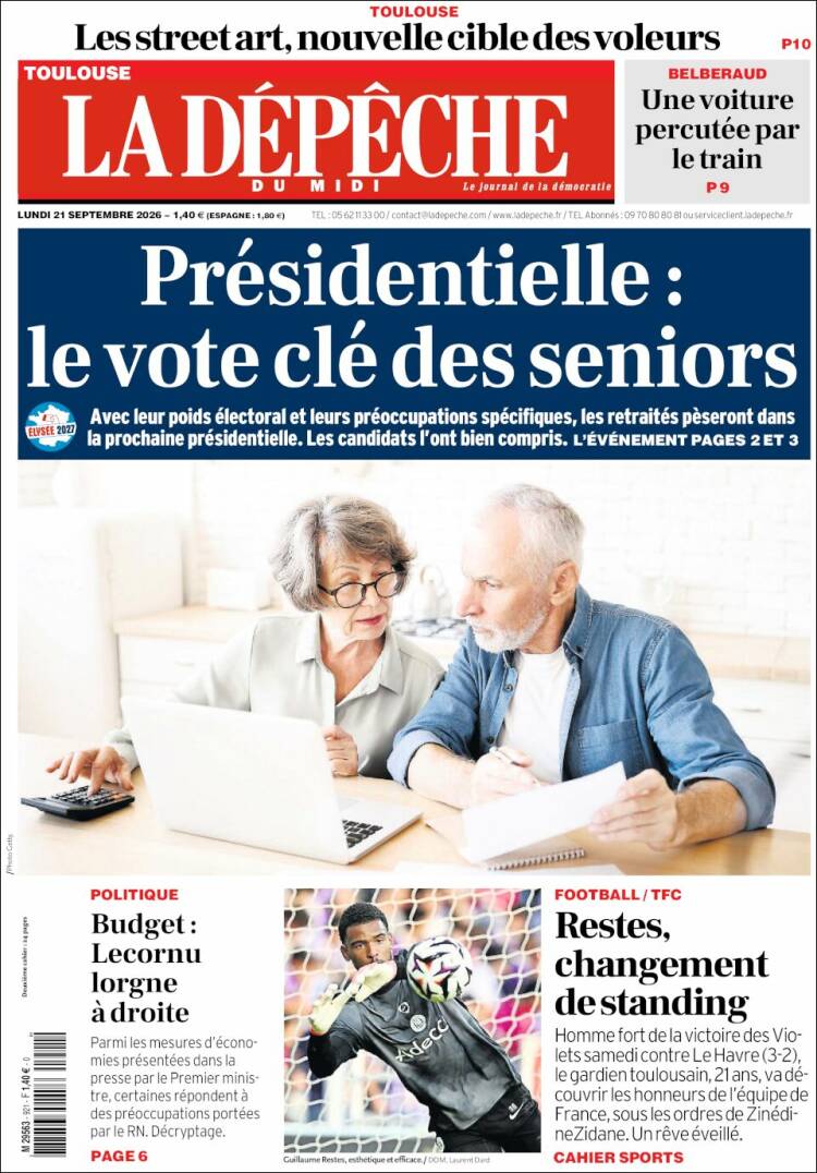 Portada de La Dépêche du Midi (Francia)