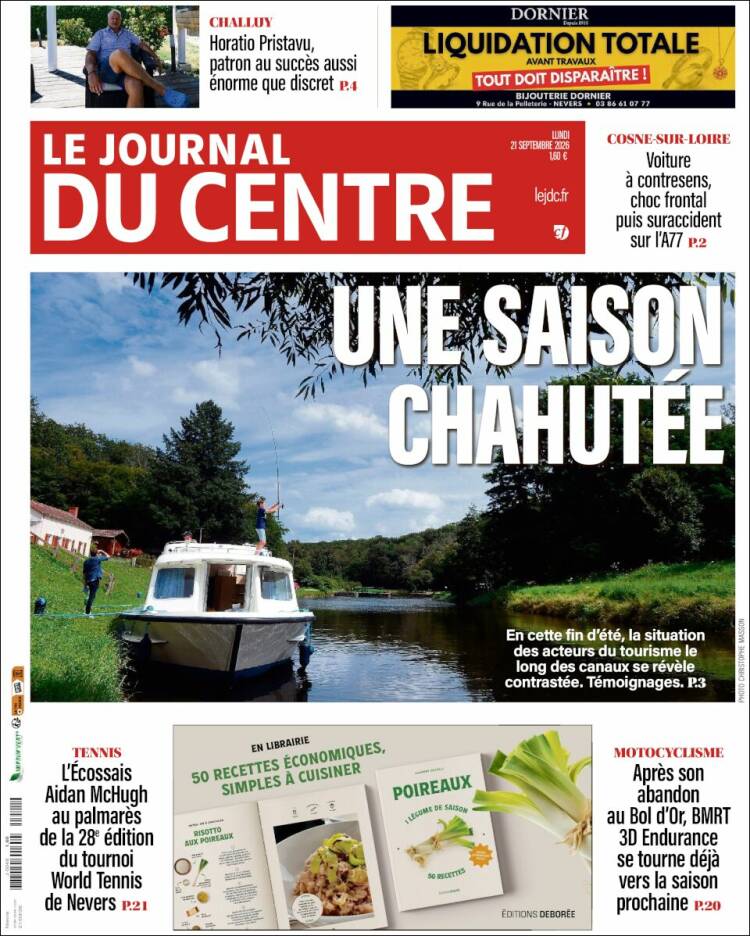 Portada de Le Journal du Centre (Francia)