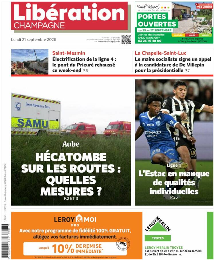 Portada de Libération Champagne (Francia)