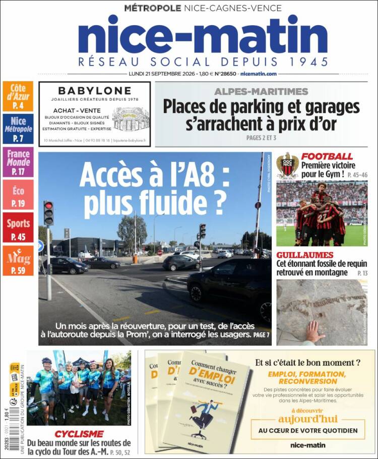Portada de Nice-Matin (Francia)