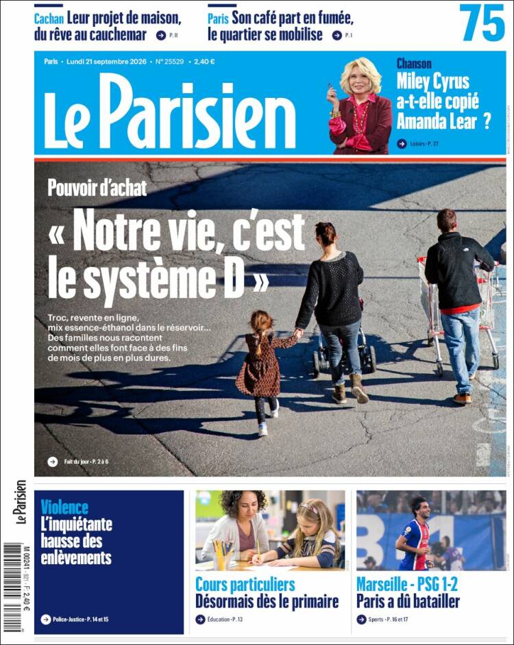 Portada de Le Parisien (Francia)