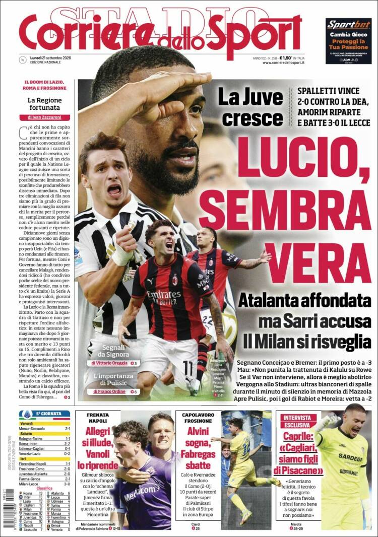 Portada de Corriere dello Sport (Italy)