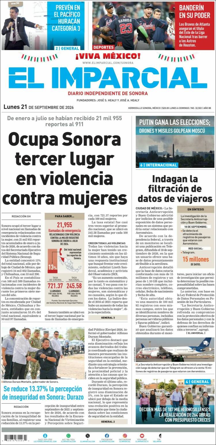 Portada de El Imparcial (M&eacute;xico)