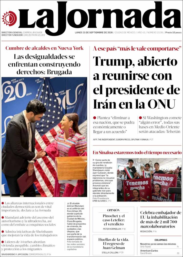 Portada de La Jornada (M&eacute;xico)