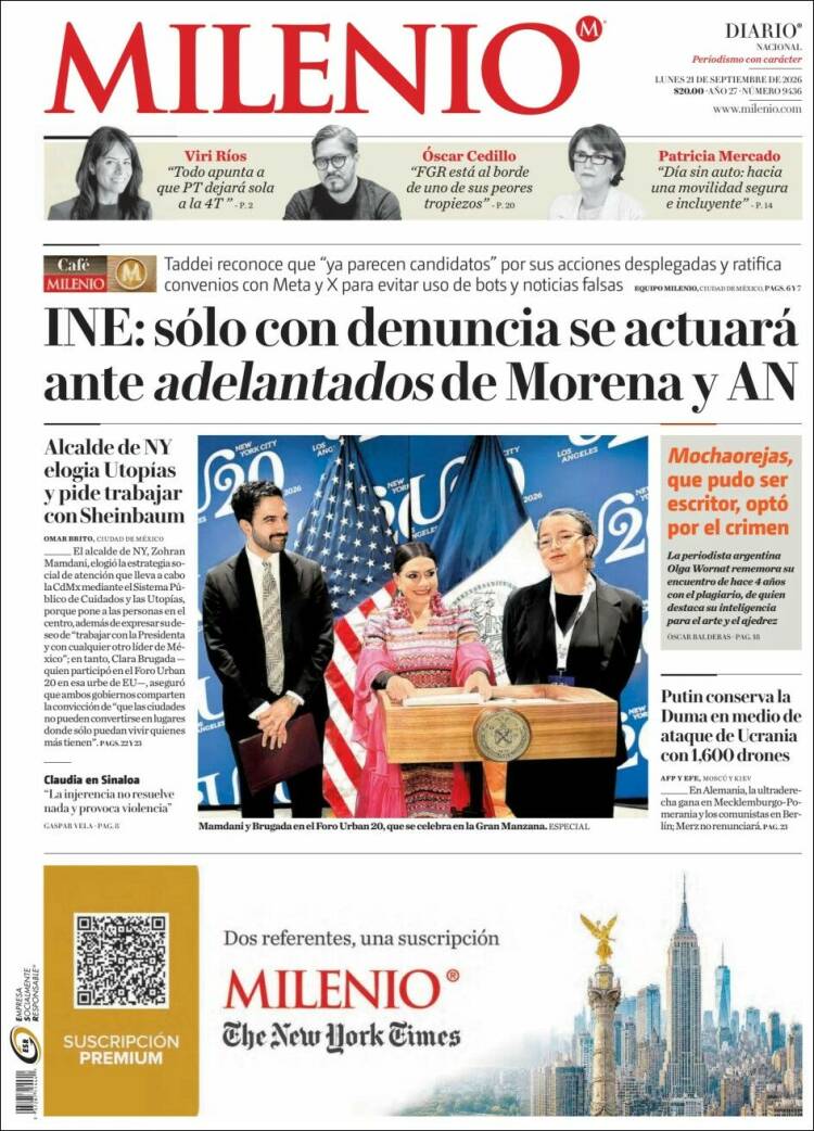 Portada de Milenio (M&eacute;xico)
