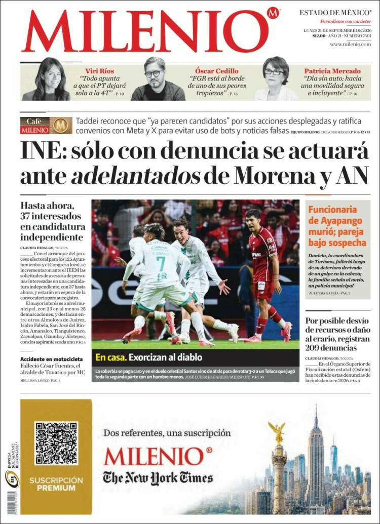 Portada de Milenio - Estado de México (M&eacute;xico)