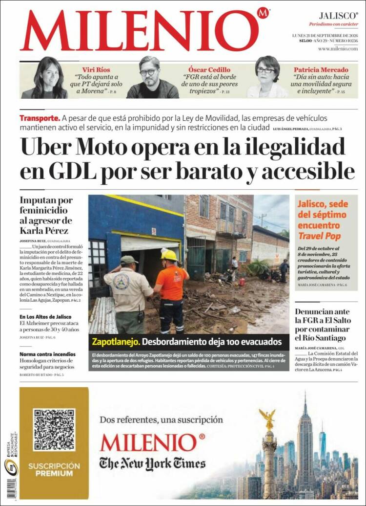 Portada de Milenio - Jalisco (M&eacute;xico)
