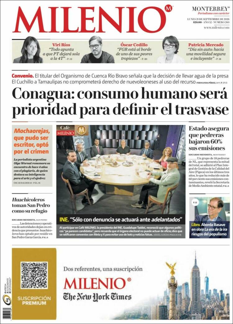 Portada de Milenio de Monterrey (M&eacute;xico)