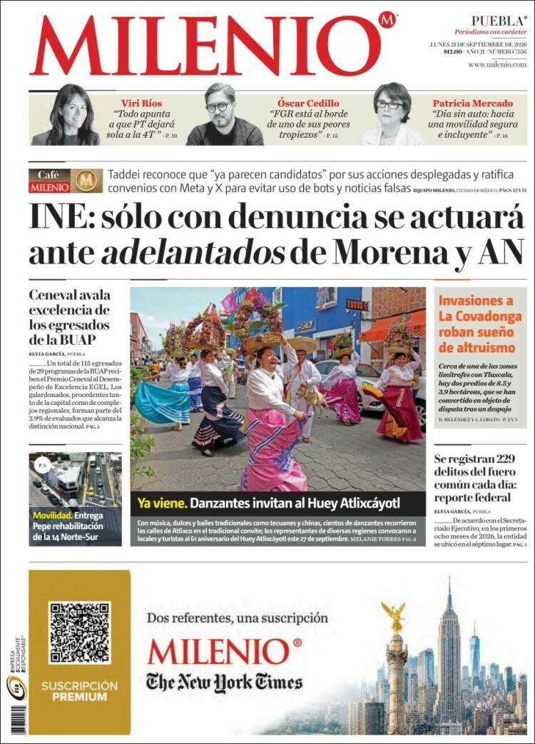 Portada de Milenio de Puebla (M&eacute;xico)