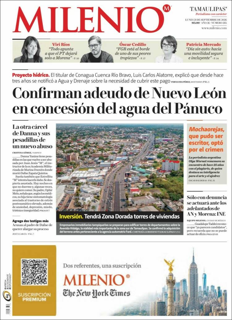 Portada de Milenio - Tamaulipas (M&eacute;xico)