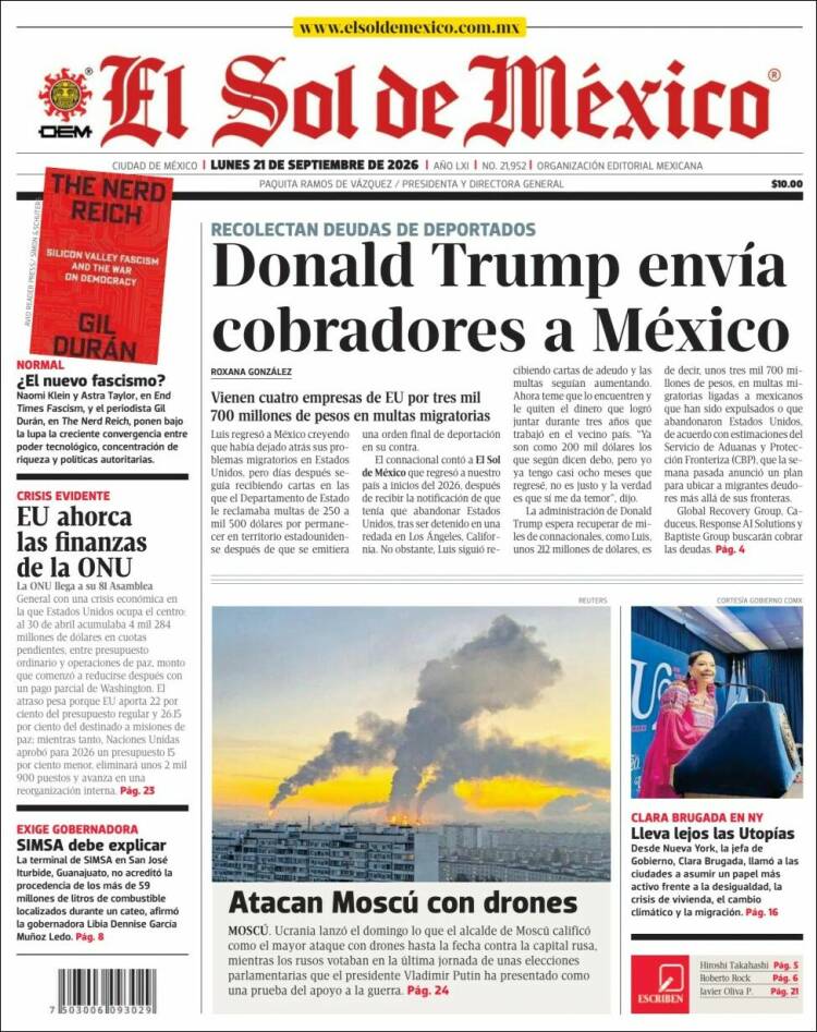 Portada de El Sol de México (M&eacute;xico)