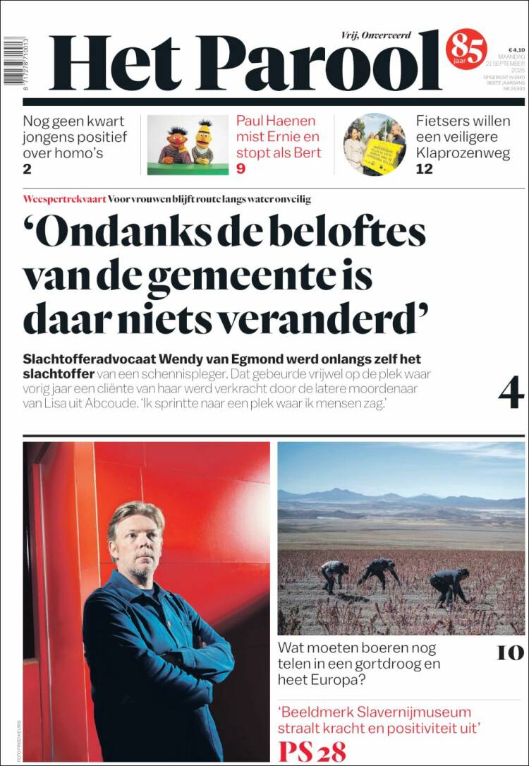 Portada de Het Parool (Pa&iacute;ses Bajos)