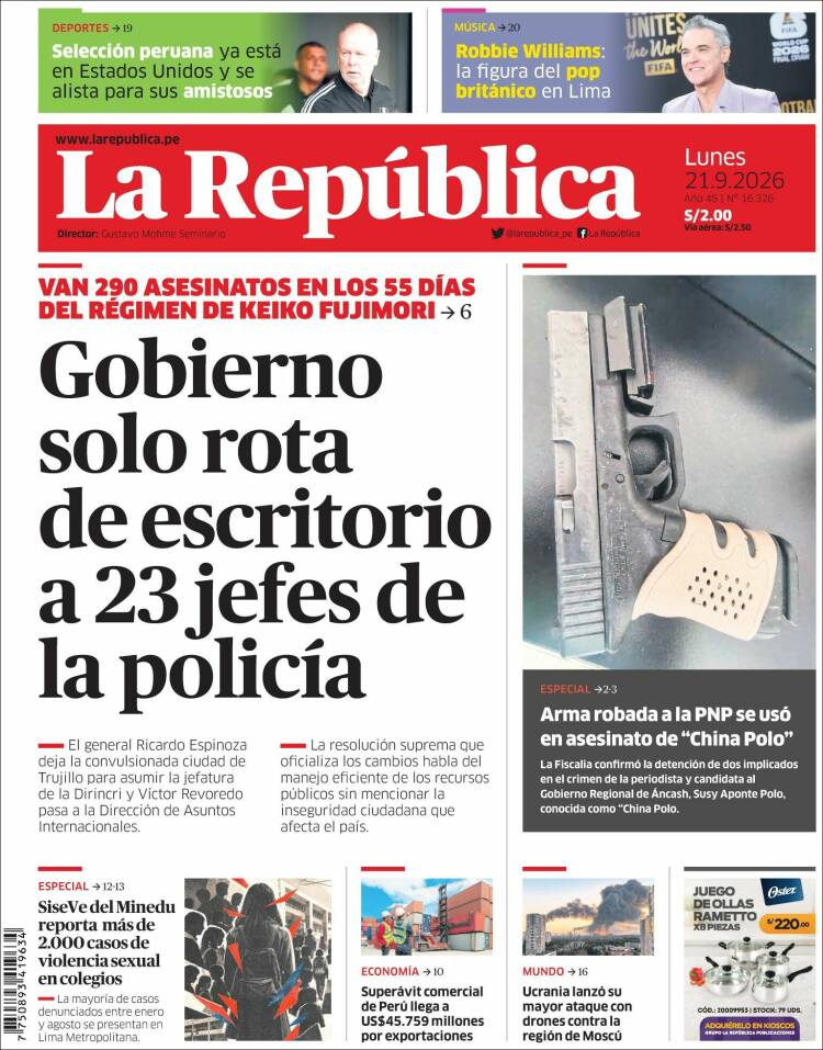Portada de La Republica (Per&uacute;)