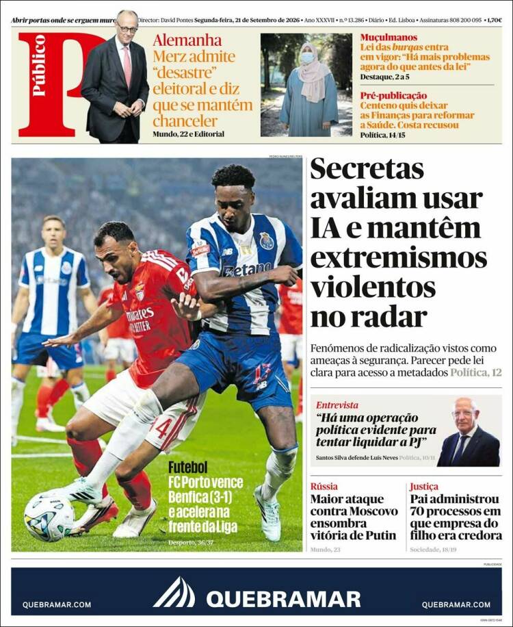 Portada de Público (Portugal)
