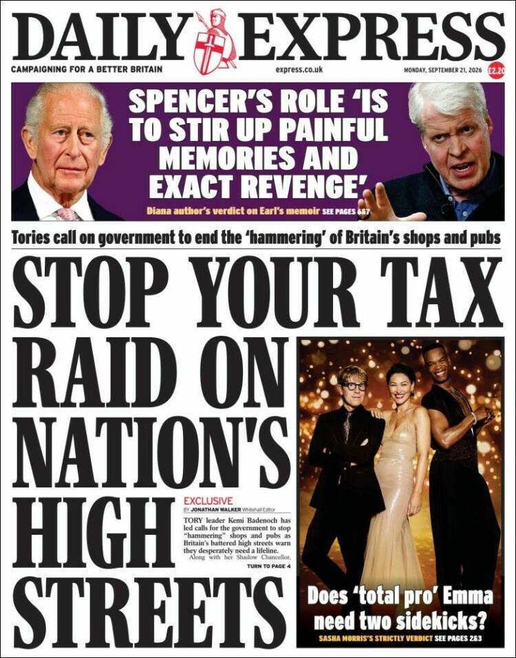 Portada de Daily Express (Reino Unido)