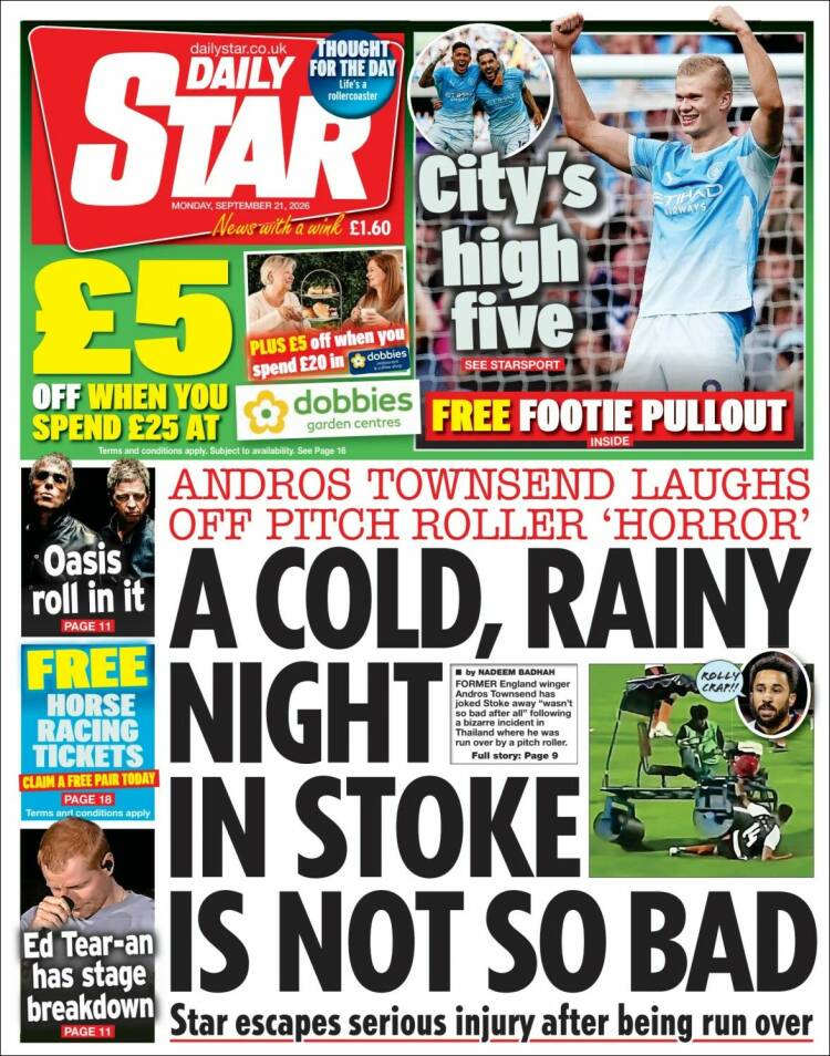 Portada de Daily Star (Reino Unido)