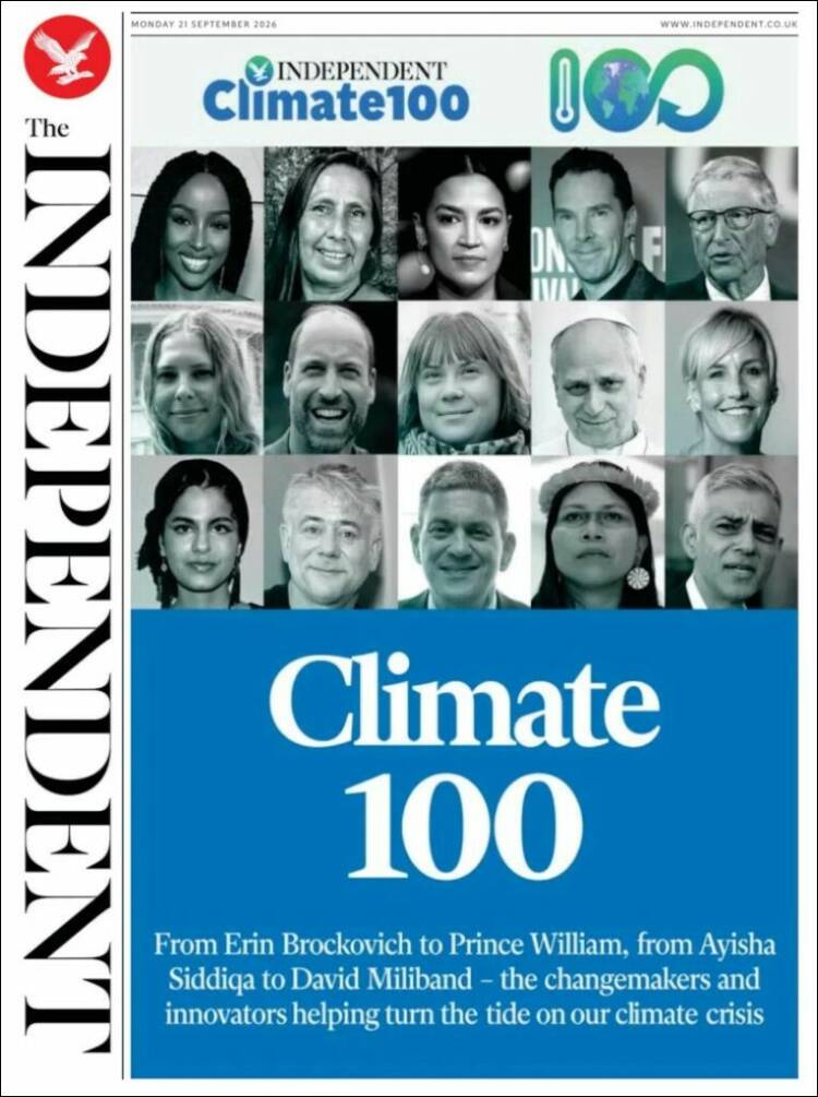 Portada de The Independent (Reino Unido)