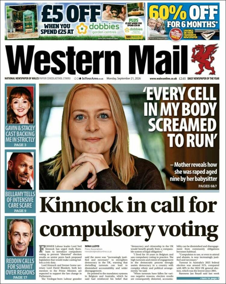 Portada de Western Mail (Reino Unido)