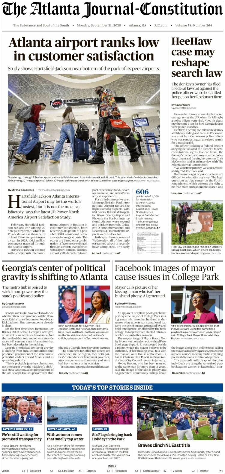 Portada de The Atlanta Journal-Constitution (USA)
