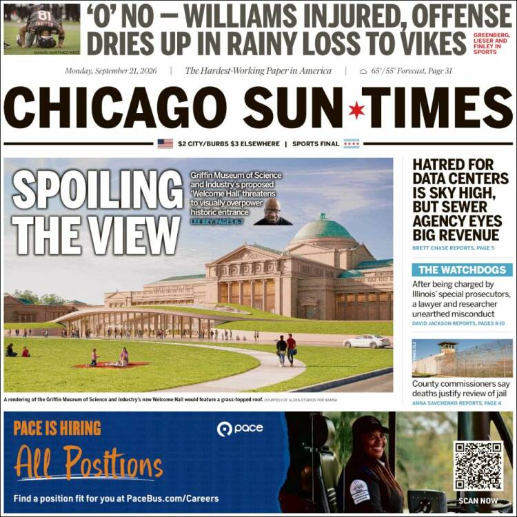 Portada de Chicago Sun-Times (USA)