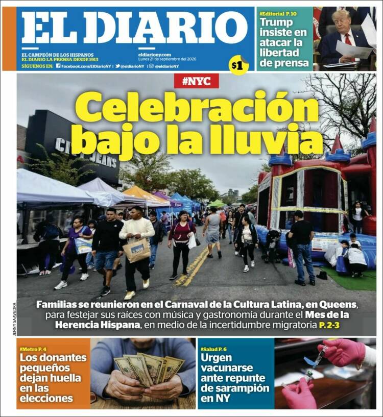 Portada de El Diario NY (USA)