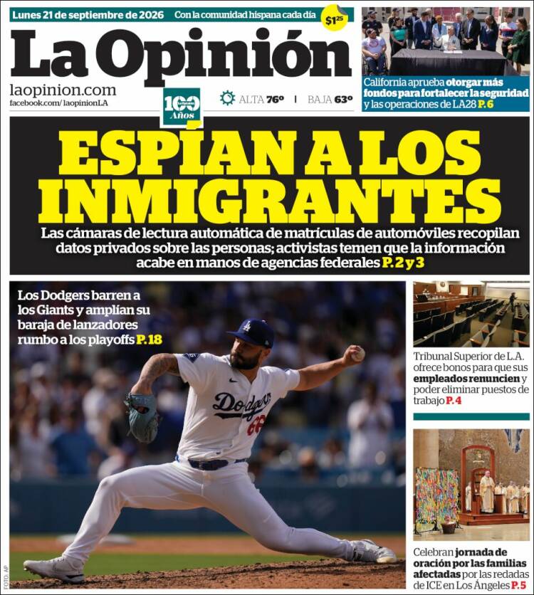 Portada de La Opinión (USA)