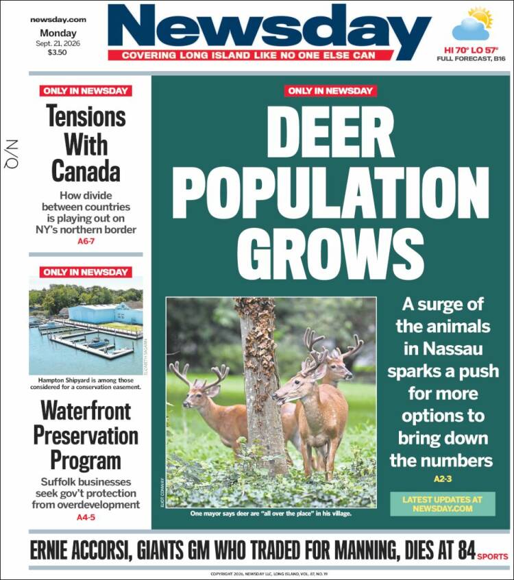 Portada de Newsday (USA)