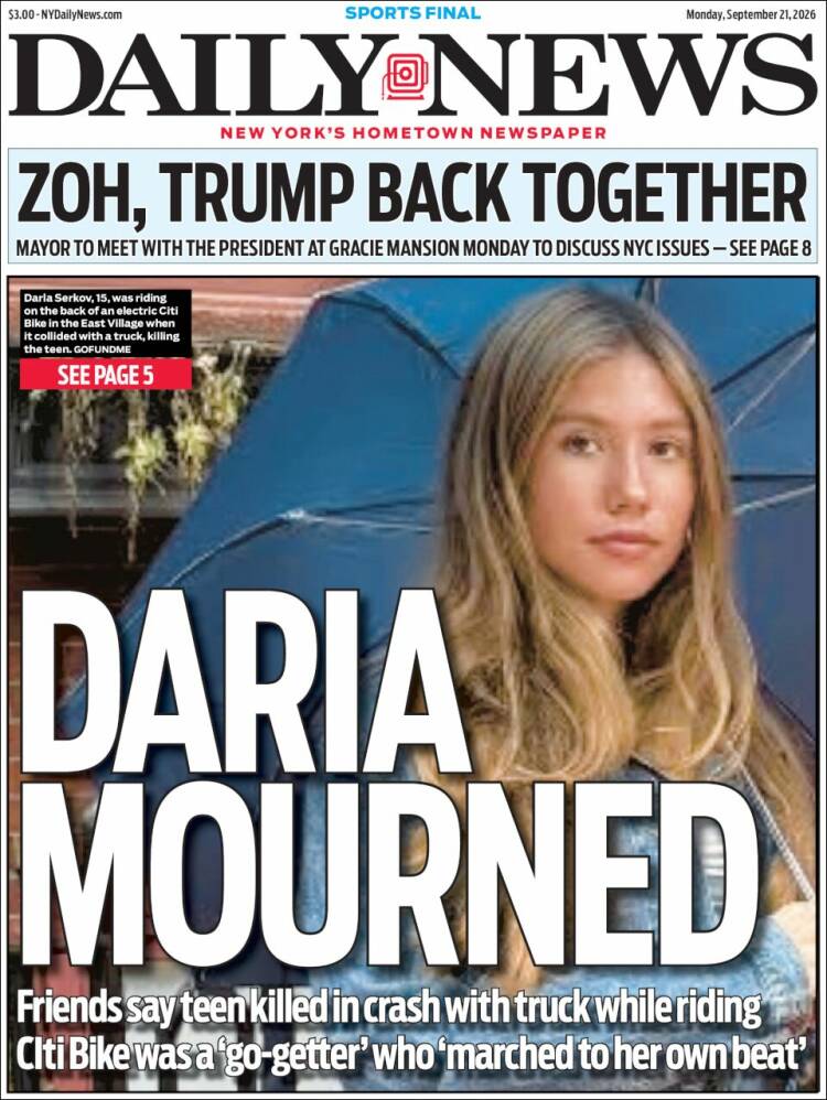 Portada de Daily News - New York (USA)