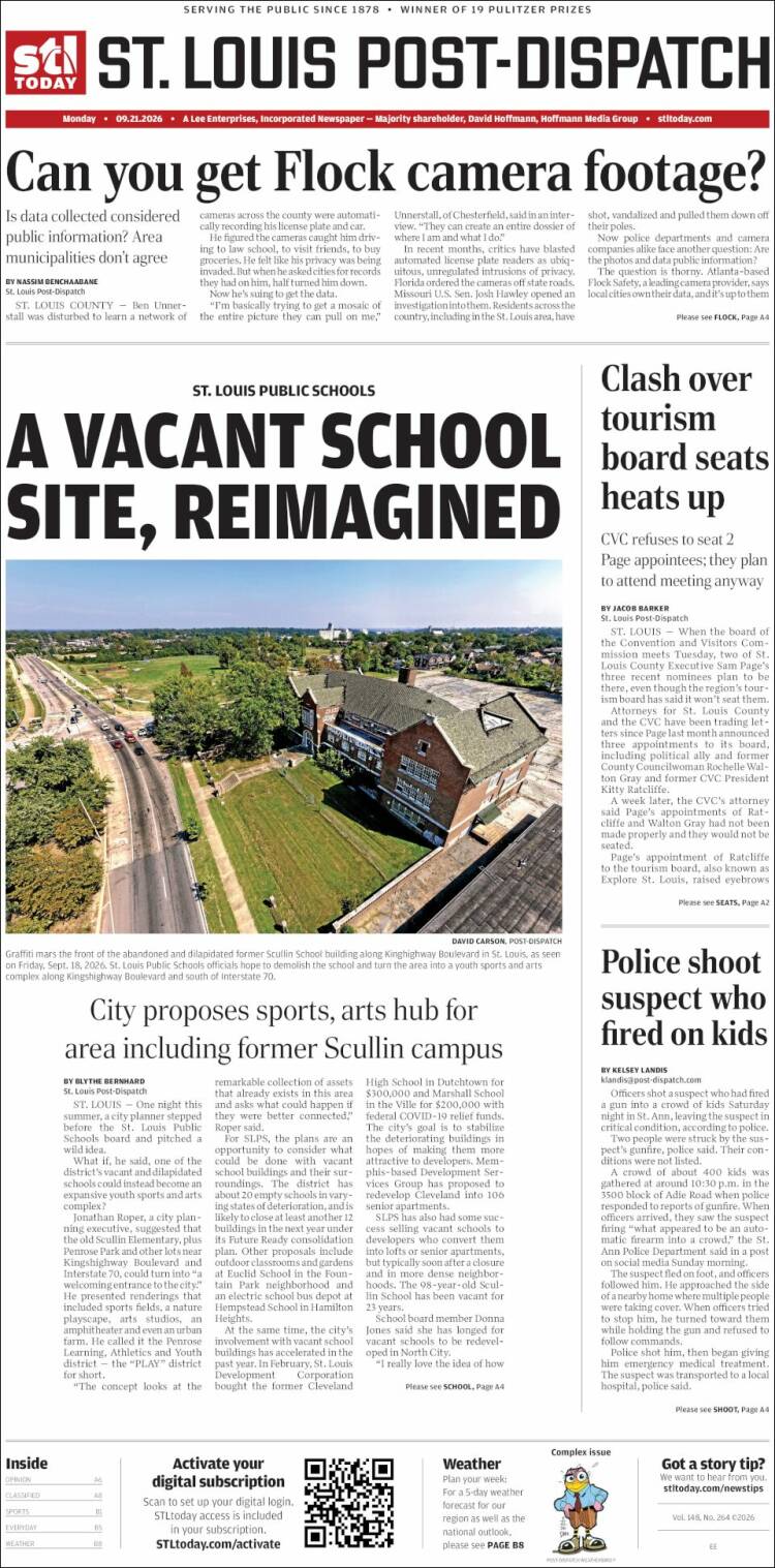 Portada de St. Louis Post-Dispatch (USA)