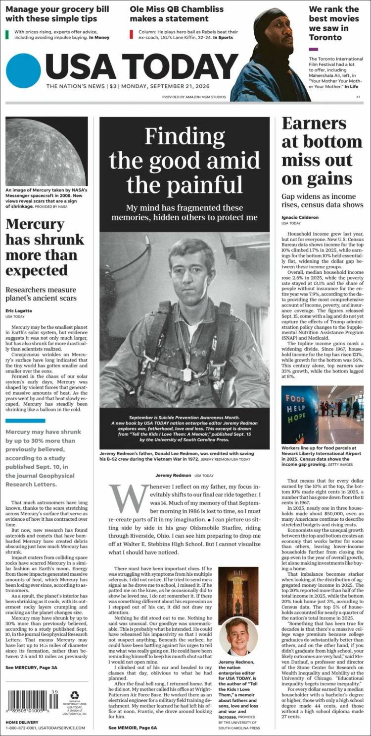 Portada de USA Today (USA)