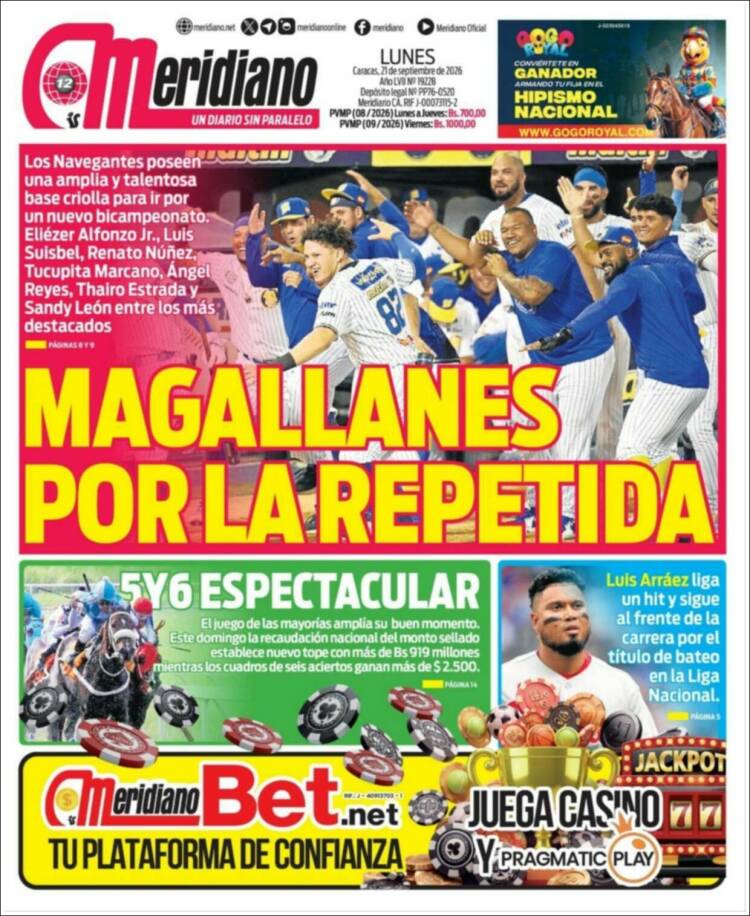 Portada de Meridiano (Venezuela)