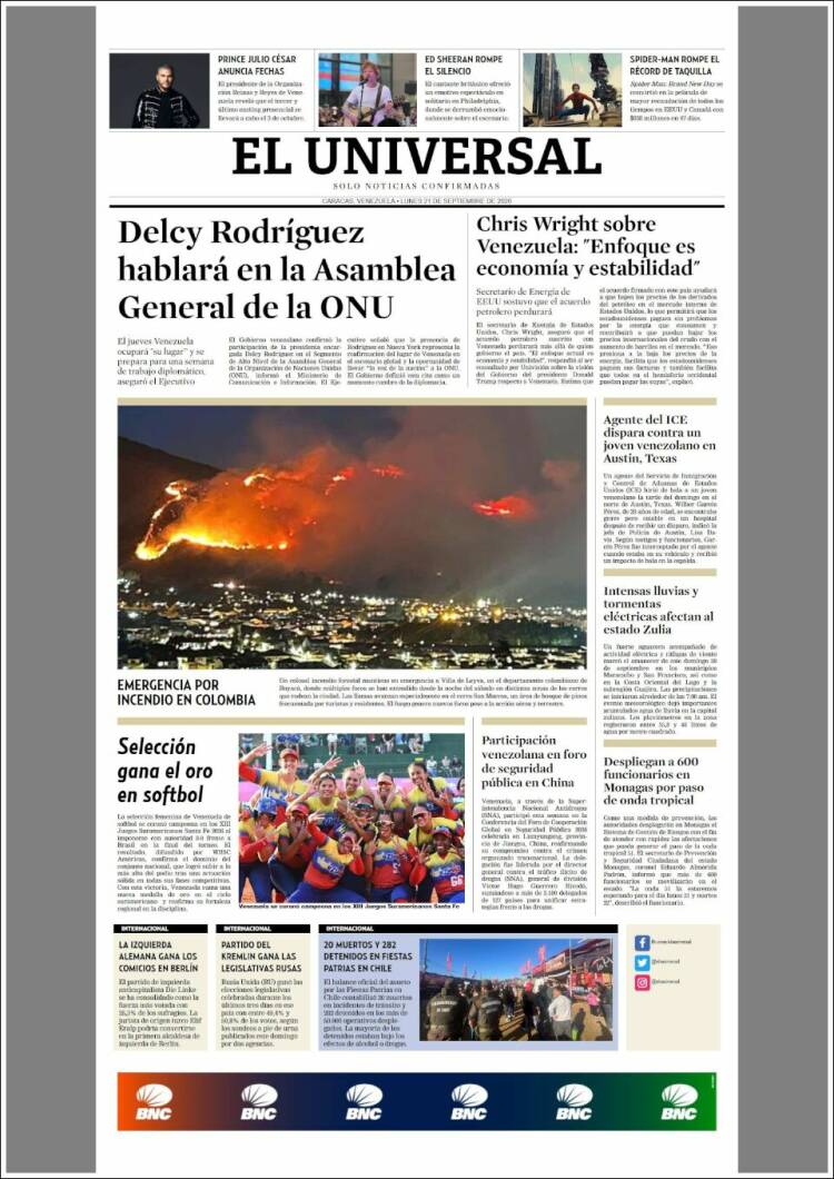 Portada de Universal (Venezuela)
