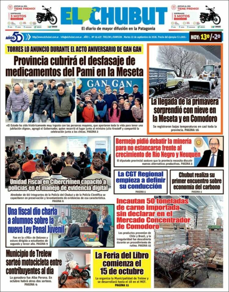 Portada de El Chubut (Argentina)