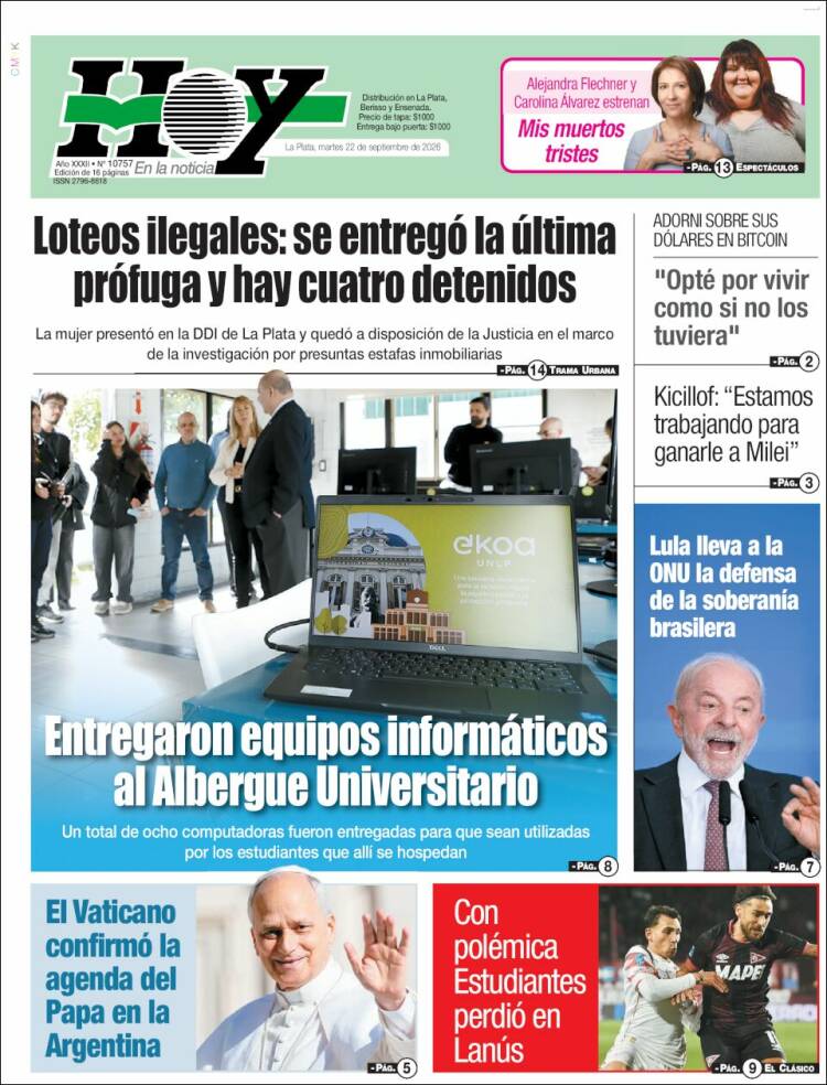 Portada de Diario Hoy (Argentina)