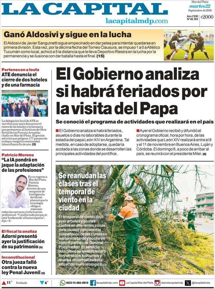 Portada de Diario La Capital - Mar del Plata (Argentina)