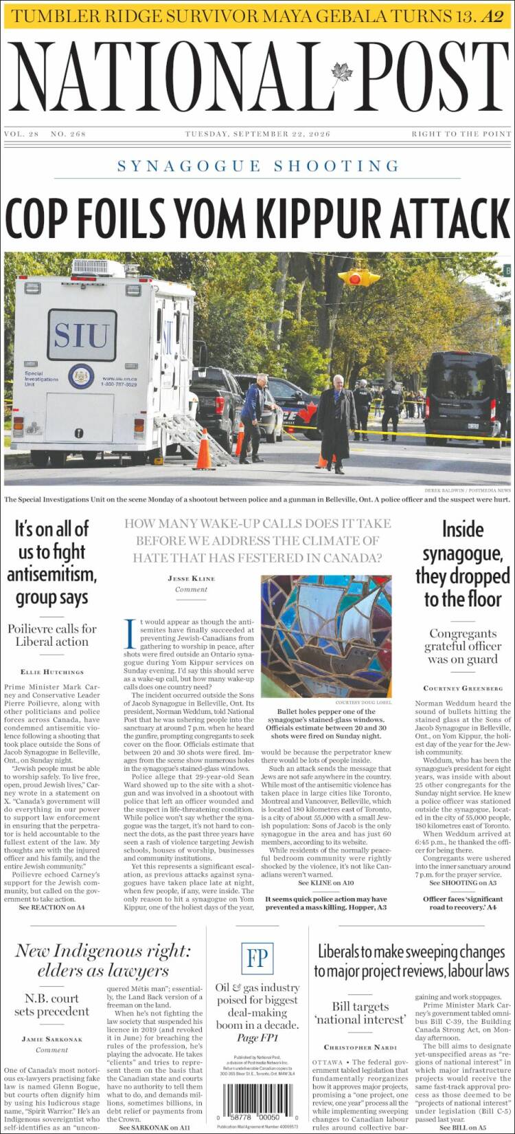 Portada de The National Post (Canad&aacute;)
