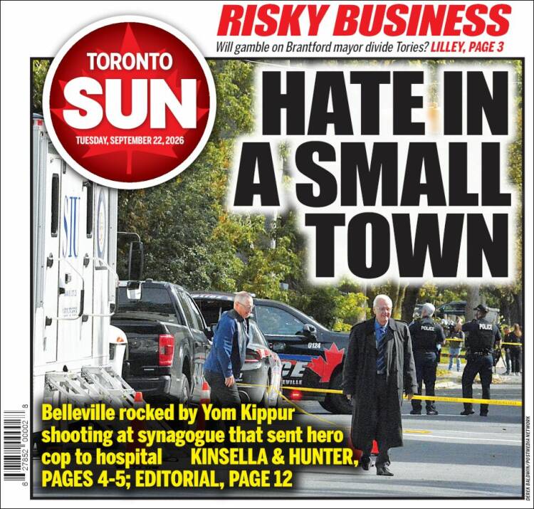 Portada de The Toronto Sun (Canad&aacute;)