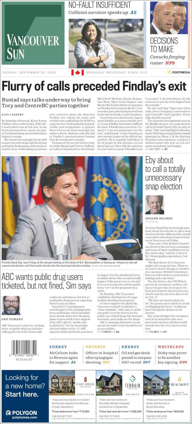 Portada de The Vancouver Sun (Canad&aacute;)