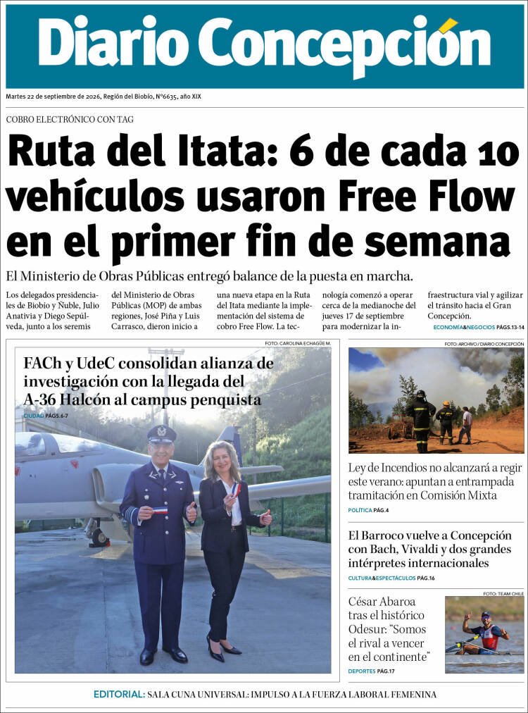Portada de Diario de Concepción (Chile)