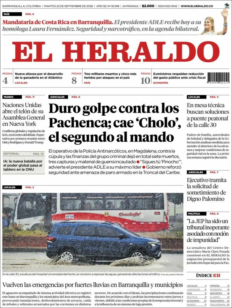 Portada de El Heraldo (Colombia)