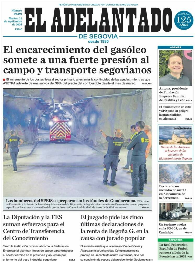 Portada de El Adelantado de Segovia (Espa&ntilde;a)