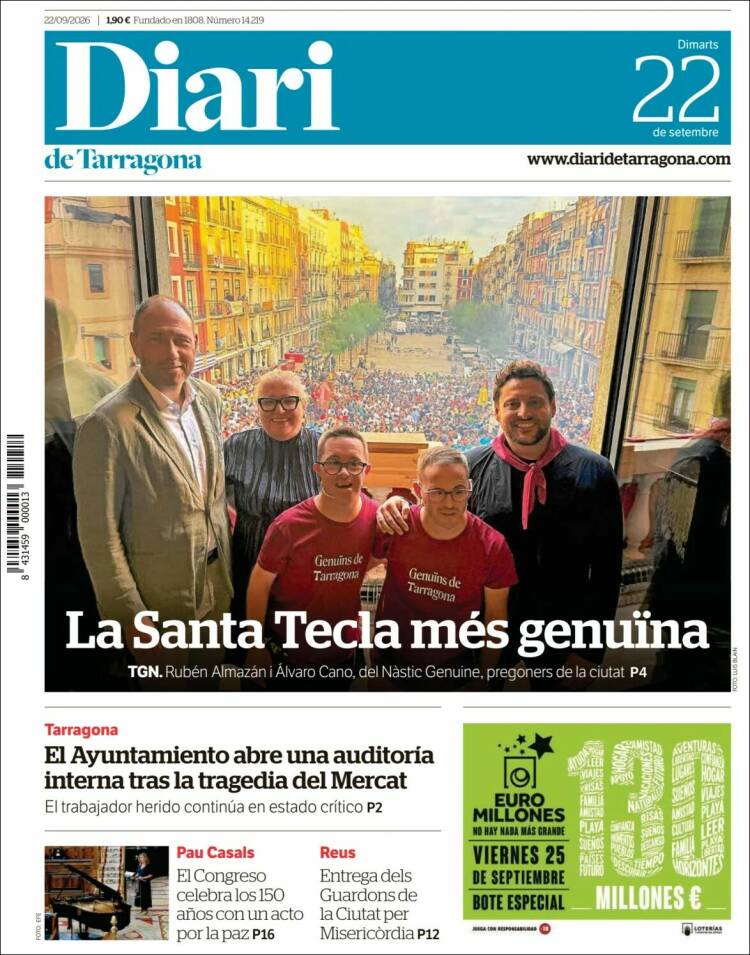 Portada de Diari de Tarragona (Espa&ntilde;a)