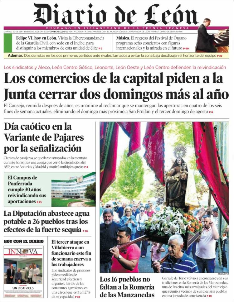 Portada de Diario de León (Espa&ntilde;a)