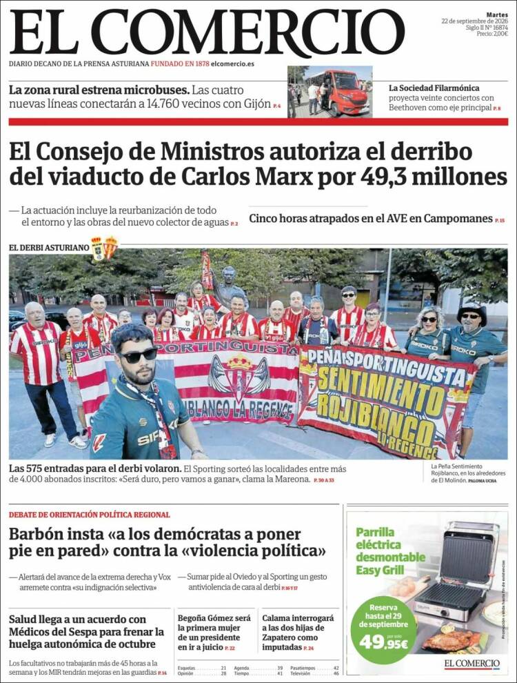 Portada de El Comercio - Gijón (Espa&ntilde;a)