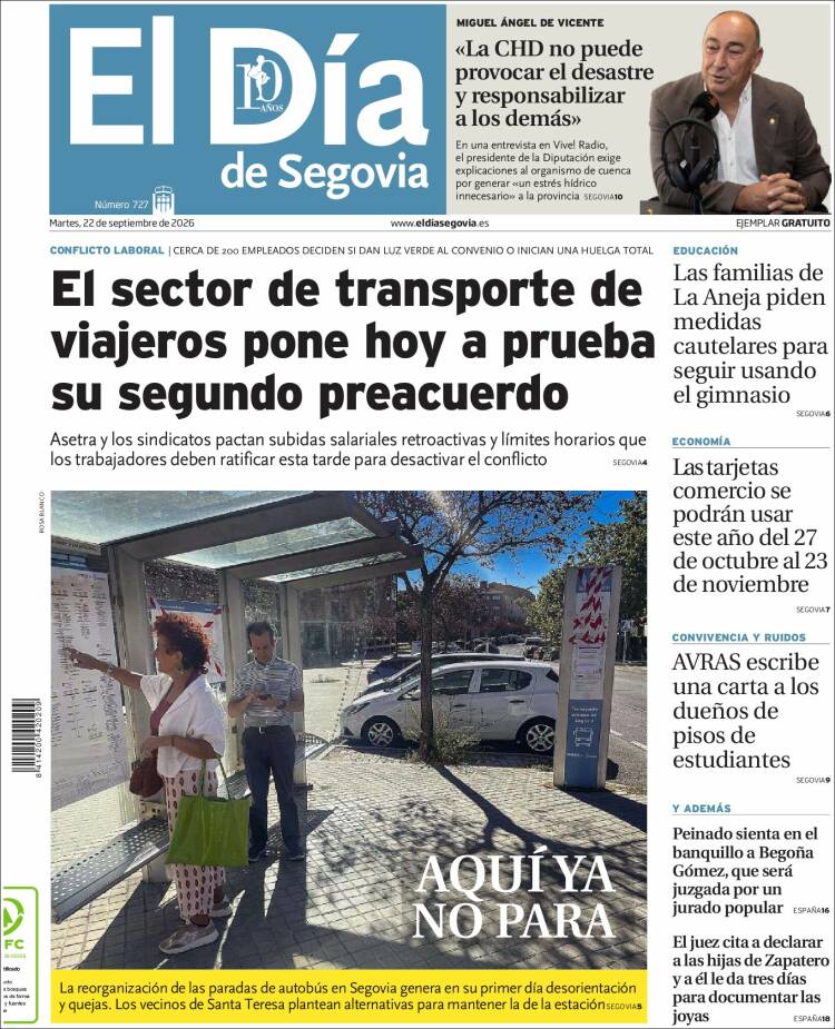 Portada de El Día de Segovia (Espa&ntilde;a)