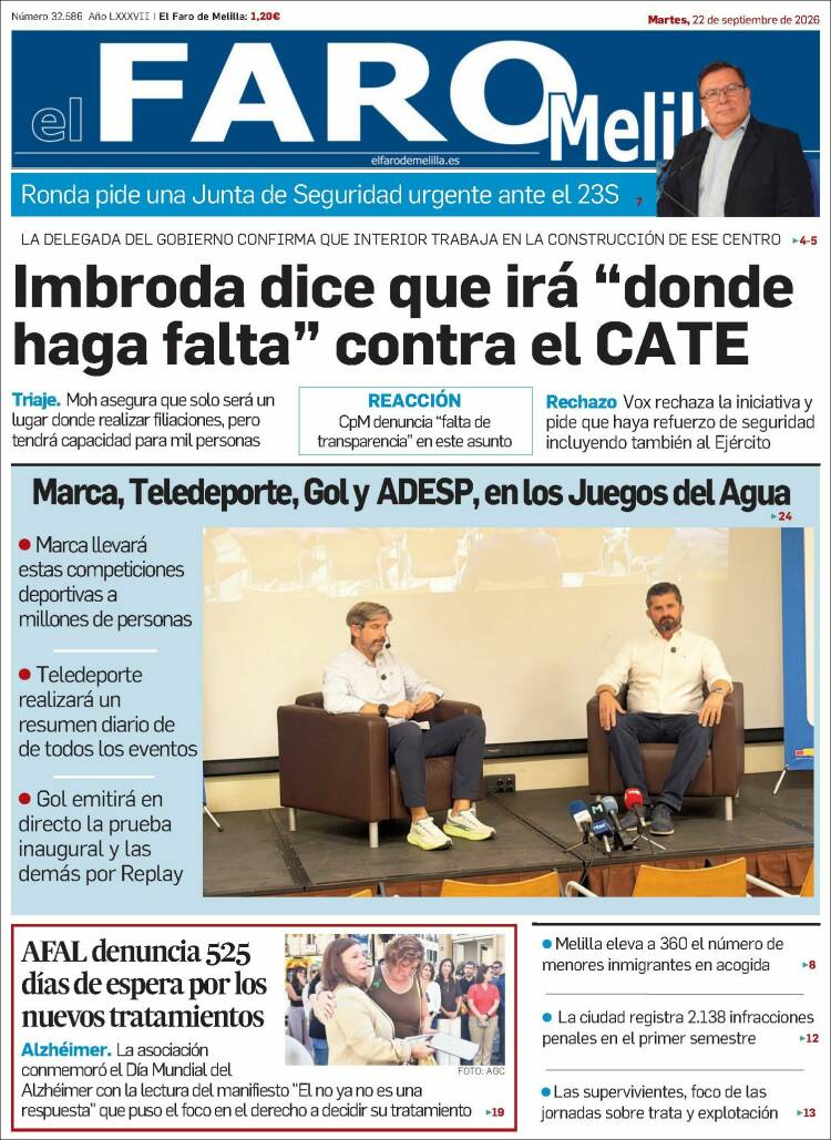 Portada de El Faro de Melilla (Espa&ntilde;a)