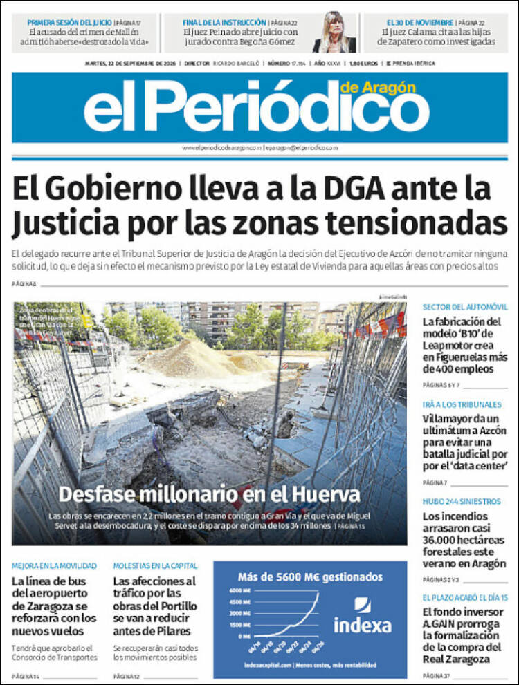 Portada de El Periódico de Aragón (Espa&ntilde;a)